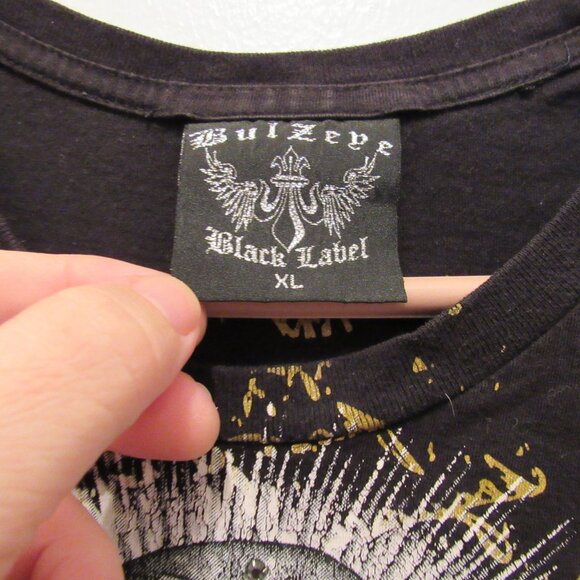 Bulzeye Black Label Couture T-Shirt Unconditional Love Rhinestones Bling Pray XL - Picture 7 of 12